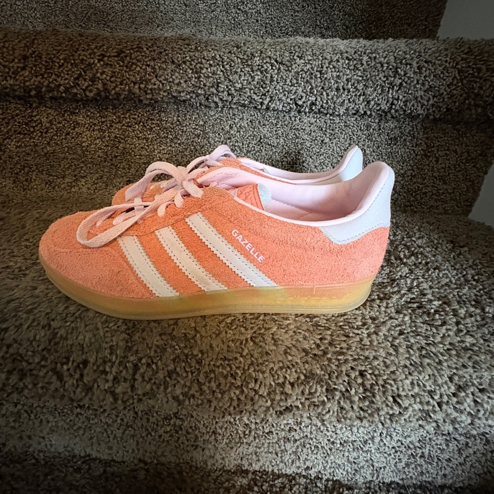 Adidas Gazelle Coral Sneakers with White Stripes